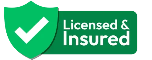 Green shield verification icon indicating a licensed and insured concrete garage floor Auckland service provider.